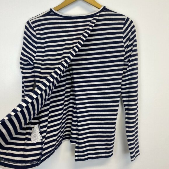 J. Crew Navy and White Striped Open Back Long Sleeve Top - Picture 7 of 10